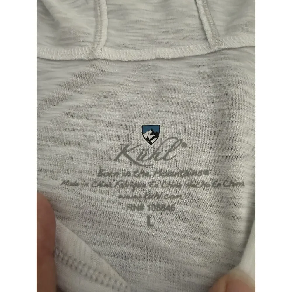Kuhl Sora Everyday Henley Long Sleeve Hoodie Shirt Light Gray Hiking Outdoor L - Picture 5 of 5